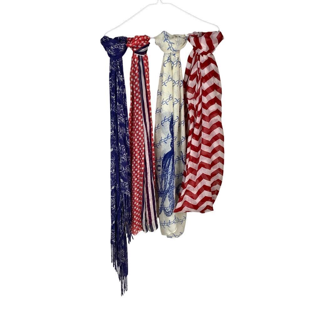 Bundle 4 Lightweight Red White Blue Scarves patriotic summer boho